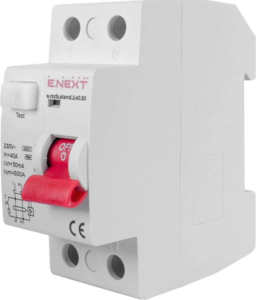 Выключатель дифференциального тока e.rccb.stand.2.40.30 2р, 40А, 30mA