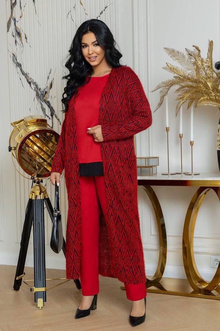 Кардиган жіночий L-XL Червоний (193522) - фото 2 Кардиган жіночий L-XL Червоний (193522) - фото 2