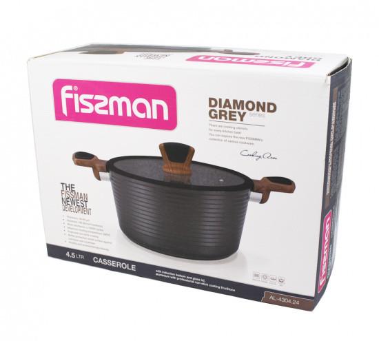 Каструля Fissman Diamond з антипригарним покриттям Greblon C3+ та скляною кришкою 24х12 см 4,5 л Grey (AL-4304,24) - фото 5