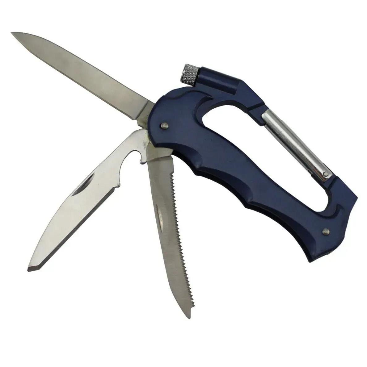 Ніж тактичний Traveler A15 з карабіном та LED ліхтариком Синій Ніж тактичний Traveler A15 з карабіном та LED ліхтариком Синій