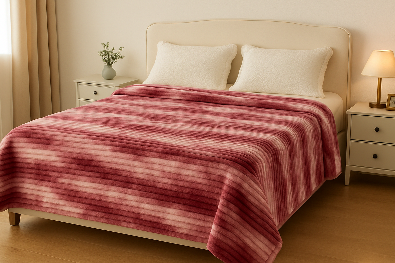 Плед флисовый полуторный Волна 160х210 см Багряно-бежевый (F-1-106-80/red) - фото 3