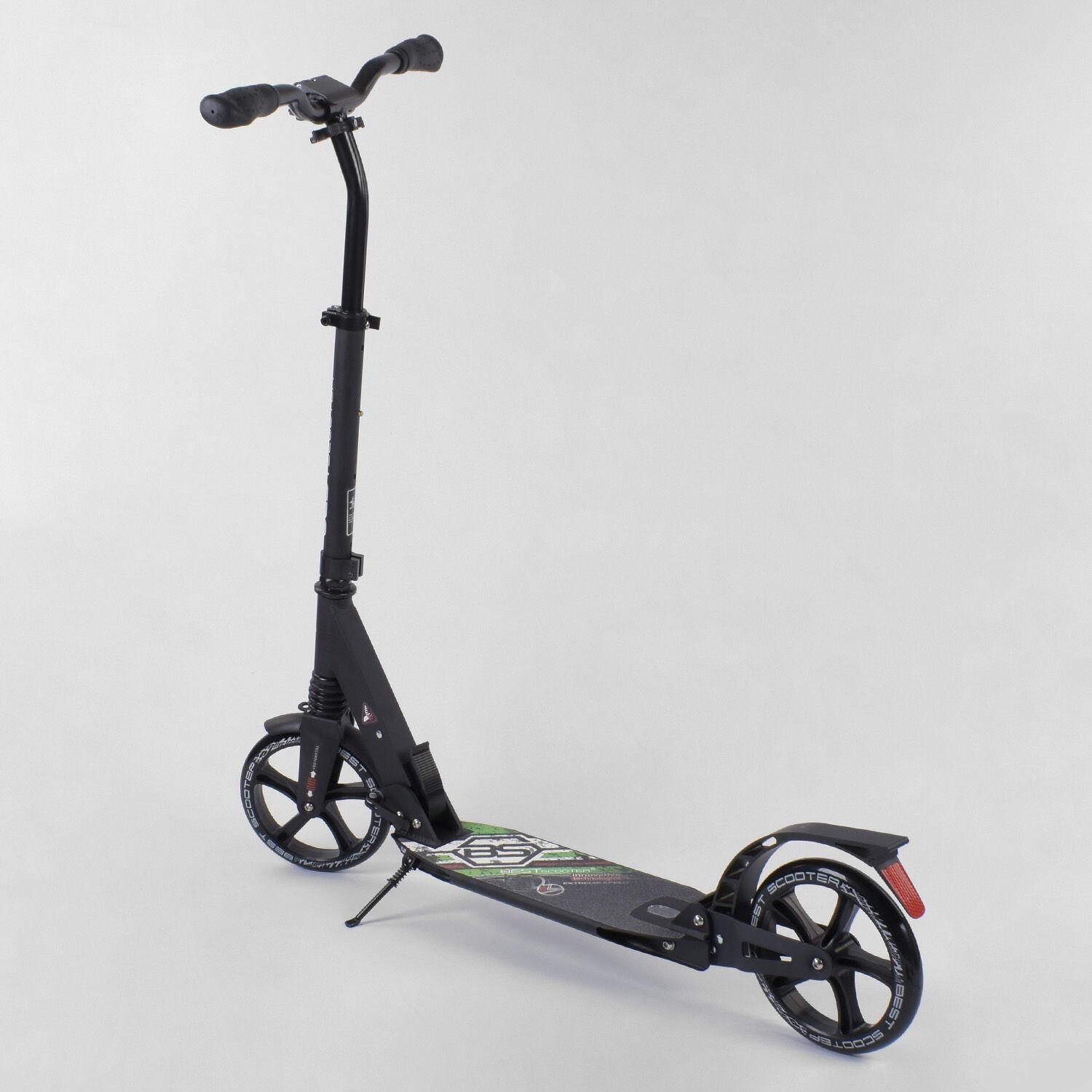 Самокат алюмінієвий Best Scooter з PU колесами та 2 амортизаторами Black/Green (92090)