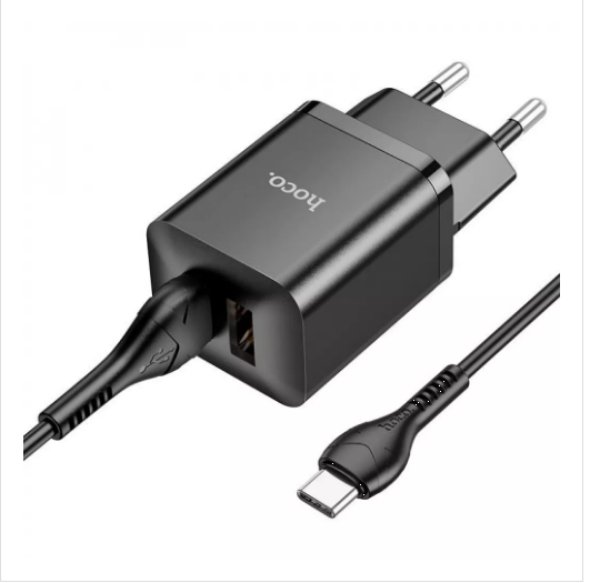 Зарядний пристрій мережевий з кабелем Hoco USB to Type-C N25 Maker 35 W 2 USB Black (559745)