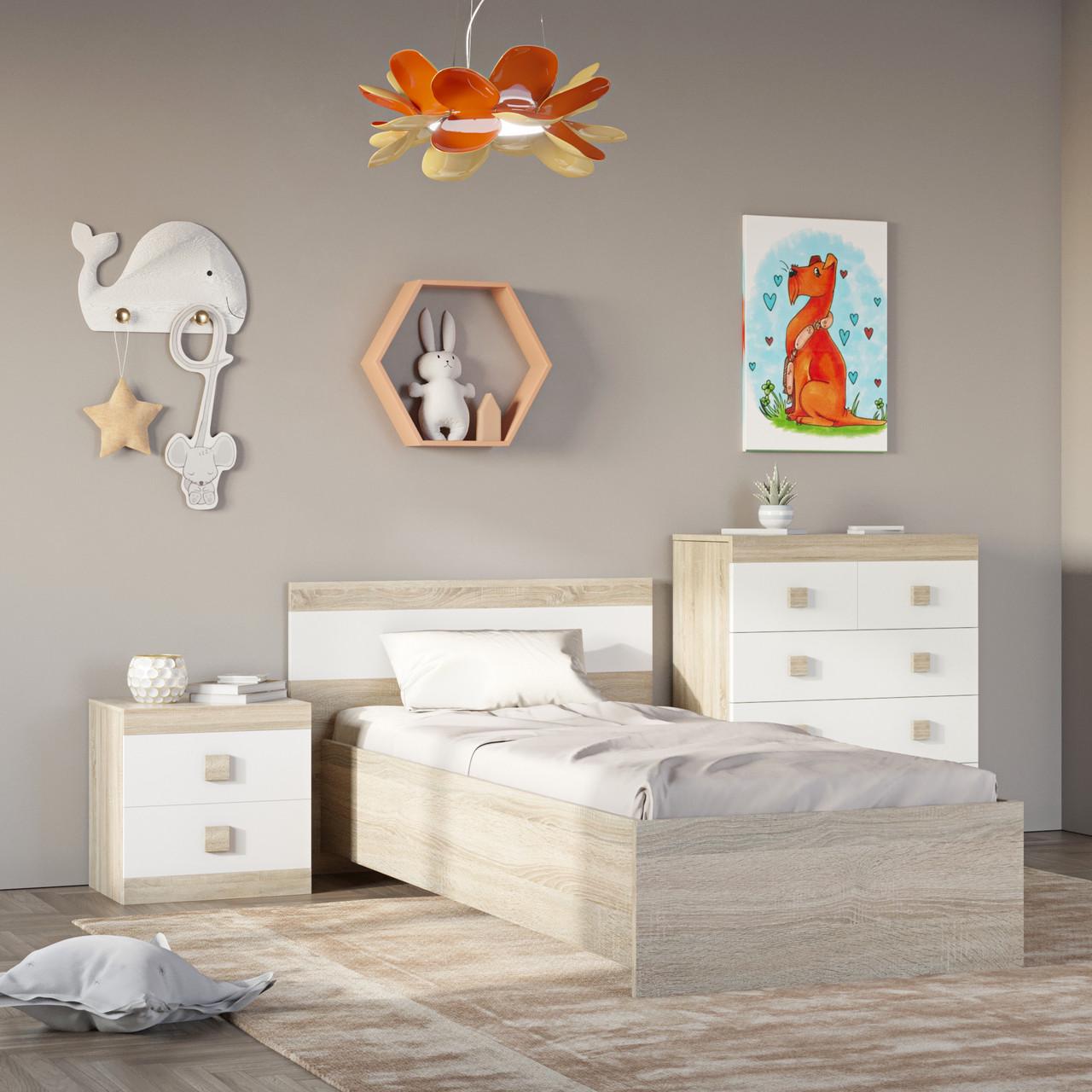 Спальня дитяча Еверест Соната Комплект 8 модульна 3 елементи Дуб сонома/Білий (DTM-2593) - фото 2 Спальня дитяча Еверест Соната Комплект 8 модульна 3 елементи Дуб сонома/Білий (DTM-2593) - фото 2