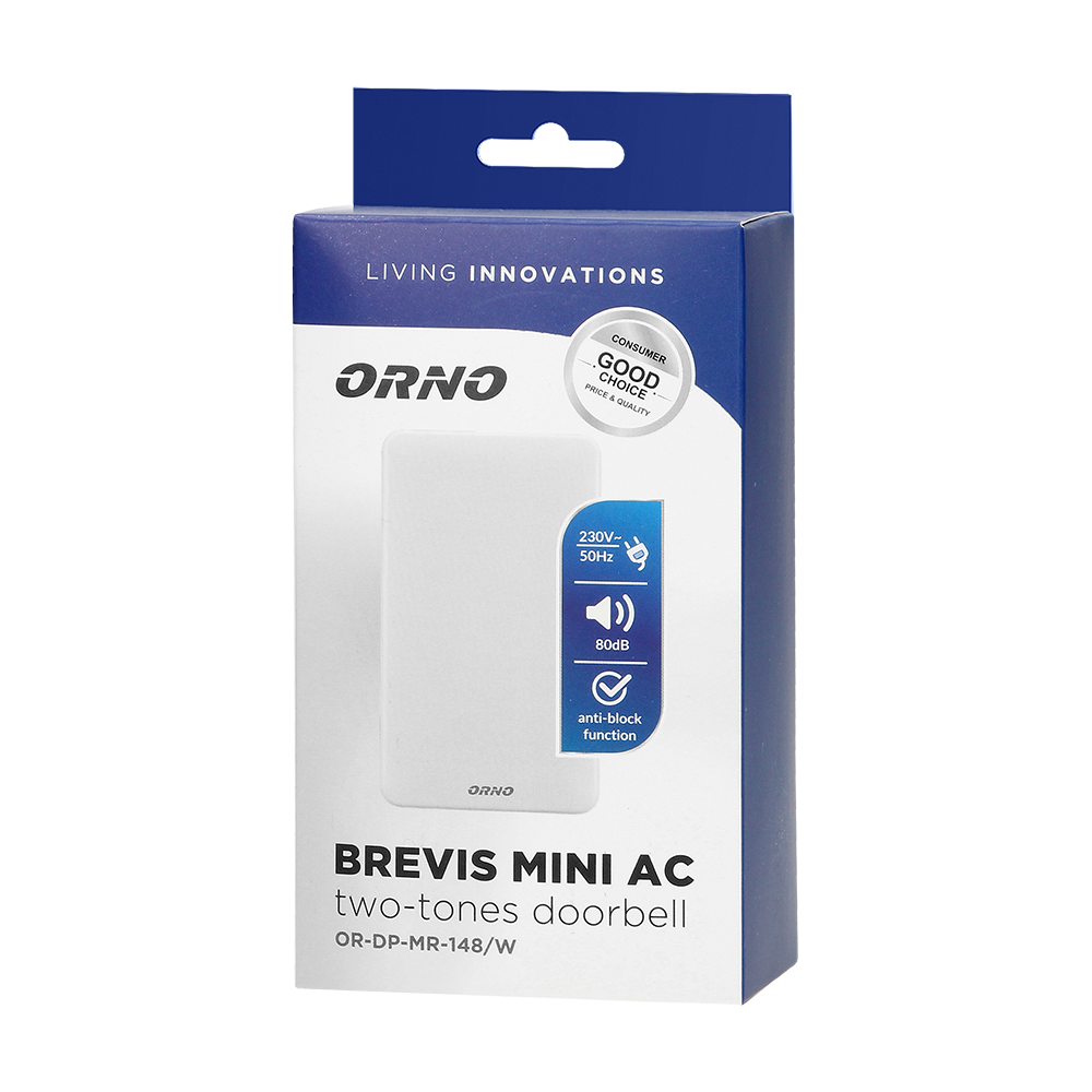 Звонок ORNO BREVIS MINI AC OR-DP-MR-148/W 2 тоновый Белый - фото 4