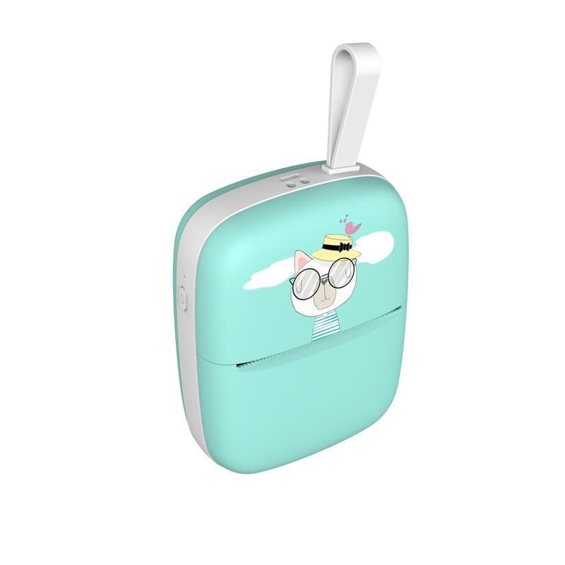 Термопринтер для телефона для печати чеков и заметок с ручкой 90х82х45 мм Зеленый (TG-546)