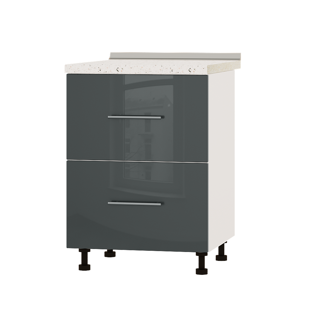 Шкаф нижний Эверест Акрил модуль Низ Н86-600 60х47х85 см Антрацит глянец/Белый (02144)