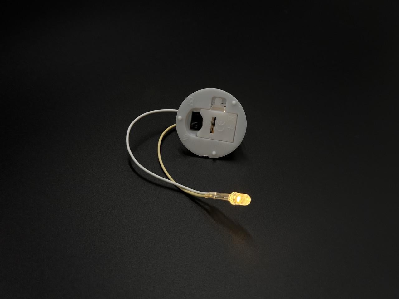 Світлодіод на батарейках з однією лампочкою з корпусом 36 мм Жовтий (AO-27)