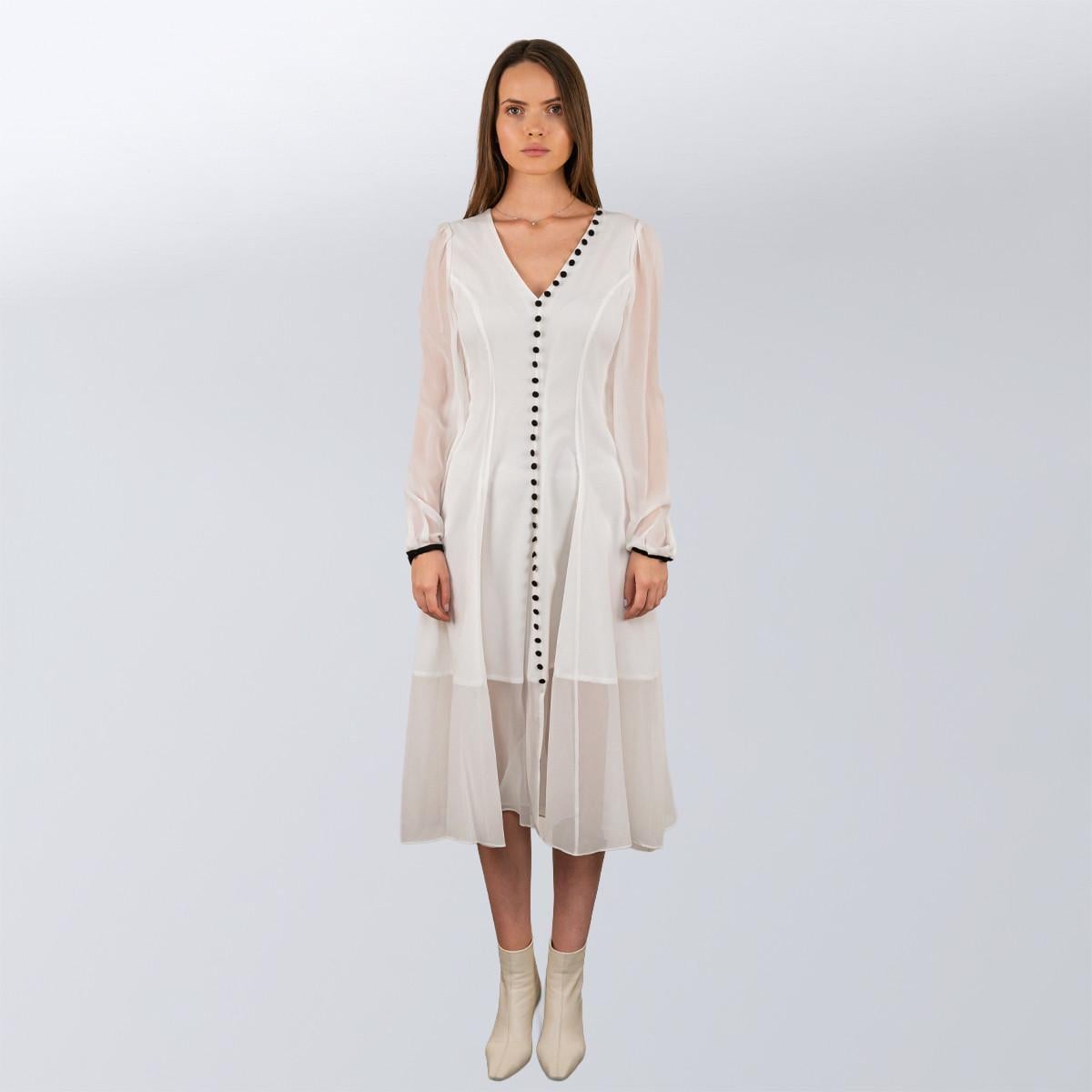 Сукня жіноча повсякденна Loewe з чорними гудзиками M Білий (2797308417)