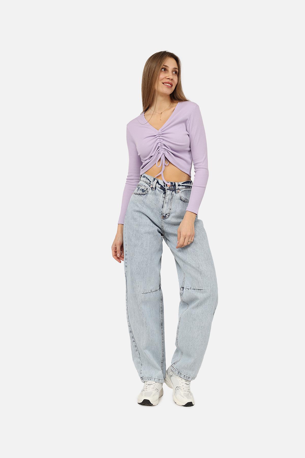 Футболка с длинным рукавом женская ЦБ-00271929 р. 42 Лиловый (SKT001049932) - фото 4 Футболка с длинным рукавом женская ЦБ-00271929 р. 42 Лиловый (SKT001049932) - фото 4