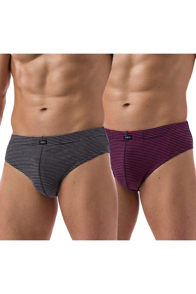 Трусы слип Key р. 48/M Серый/Красный (74006)