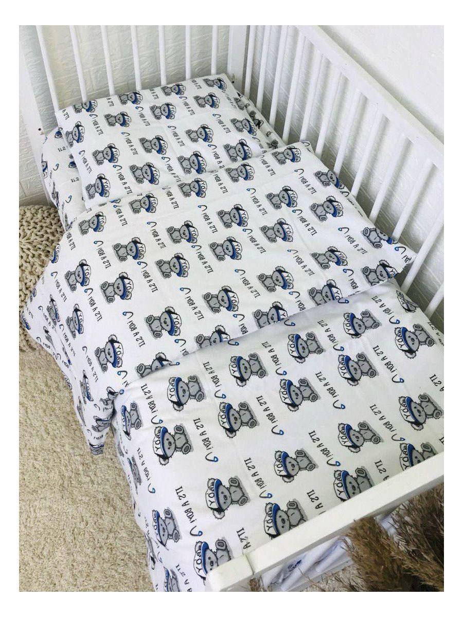 Комплект постельного белья детский байковая теплая сменная в кроватку 3в1 наволочка пододеяльник простыня 100 % хлопок (4455)