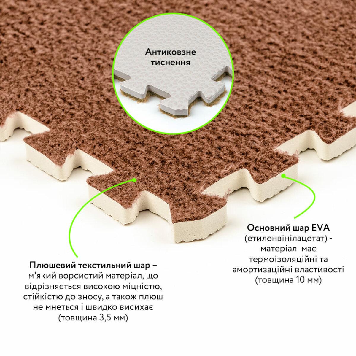 Підлога-пазл плюшевий 30х30х1см Коричневий (D SW-00002082) - фото 3 Підлога-пазл плюшевий 30х30х1см Коричневий (D SW-00002082) - фото 3