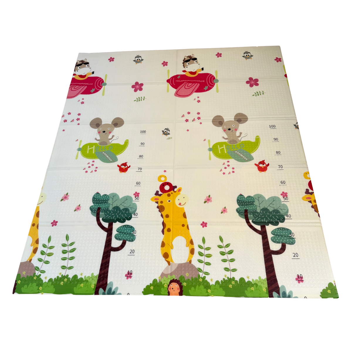 Термоковрик детский игровой с принтом Дорога/Жираф с ростомером двухсторонний 176x146 см (KT1815-Roads/Giraffe)
