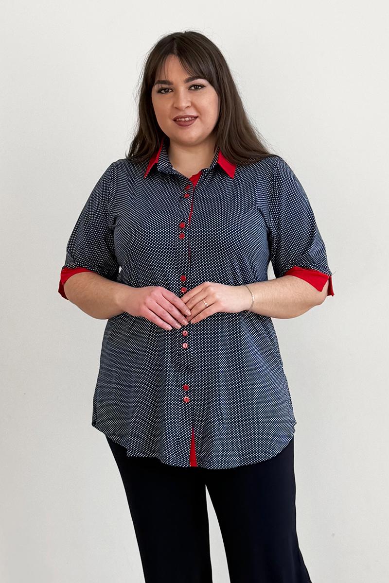 Рубашка женская PANNI Горох масло короткий рукав р. 64-66 Синий (Р2508252262)