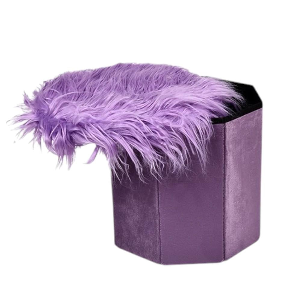 Тумба-пуф Stenson Mossy плюшевая обивка крышка для хранения 30x28 см Фиолетовый (631678)