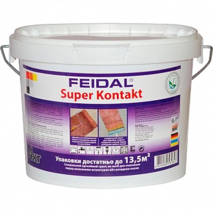 Грунтовка адгезионная Feidal Super Kontakt для гипсокартона/бетона/плитки 4 кг - фото 1 Грунтовка адгезионная Feidal Super Kontakt для гипсокартона/бетона/плитки 4 кг - фото 1