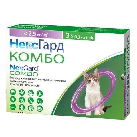 Капли Boehringer Ingelheim NexGard Combo против паразитов для кошек до 2,5 кг 1 пипетка (2039)