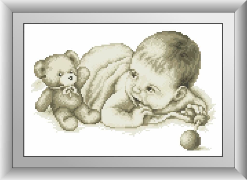 Алмазная мозаика Dream Art Малыш с мишкой 24х36 см (DA.30573)