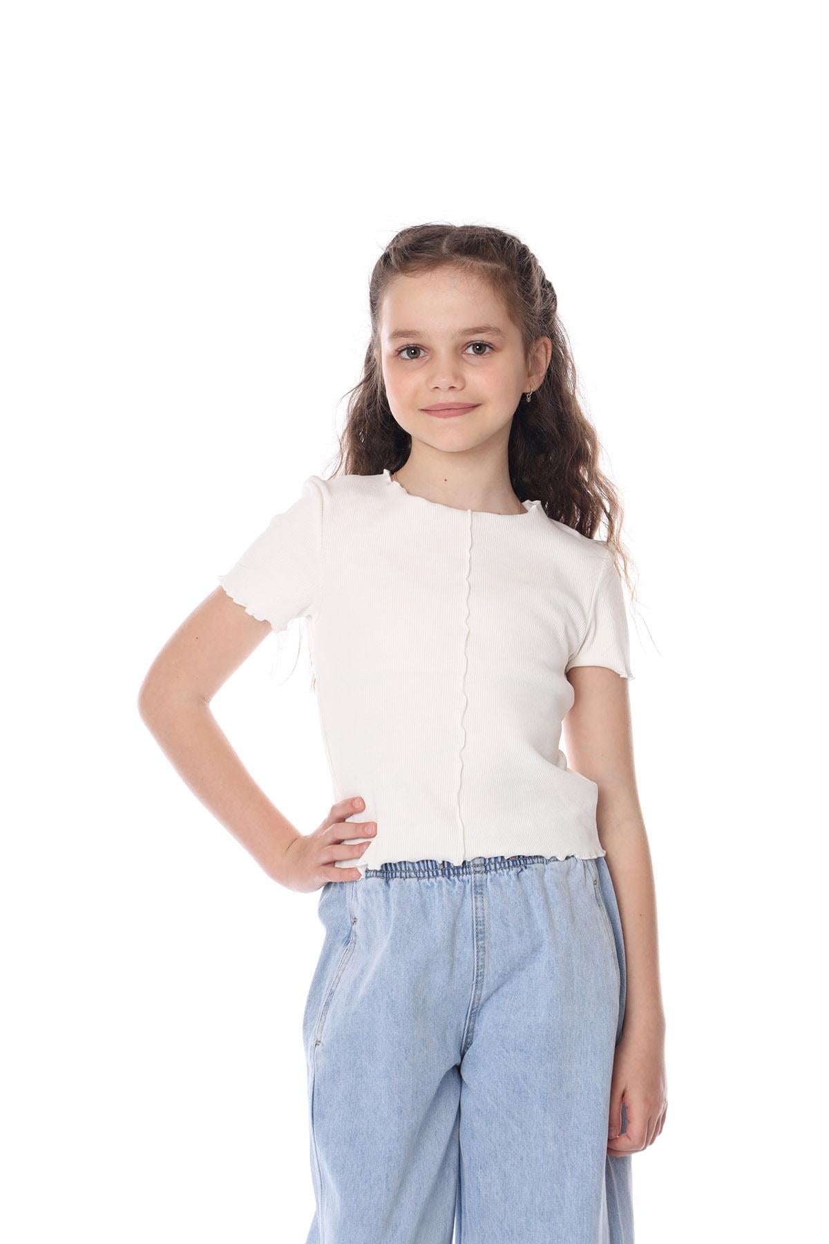 Футболка з коротким рукавом для дівчинки Yuki ЦБ-00292915 152 см Молочний (SKT001308437)