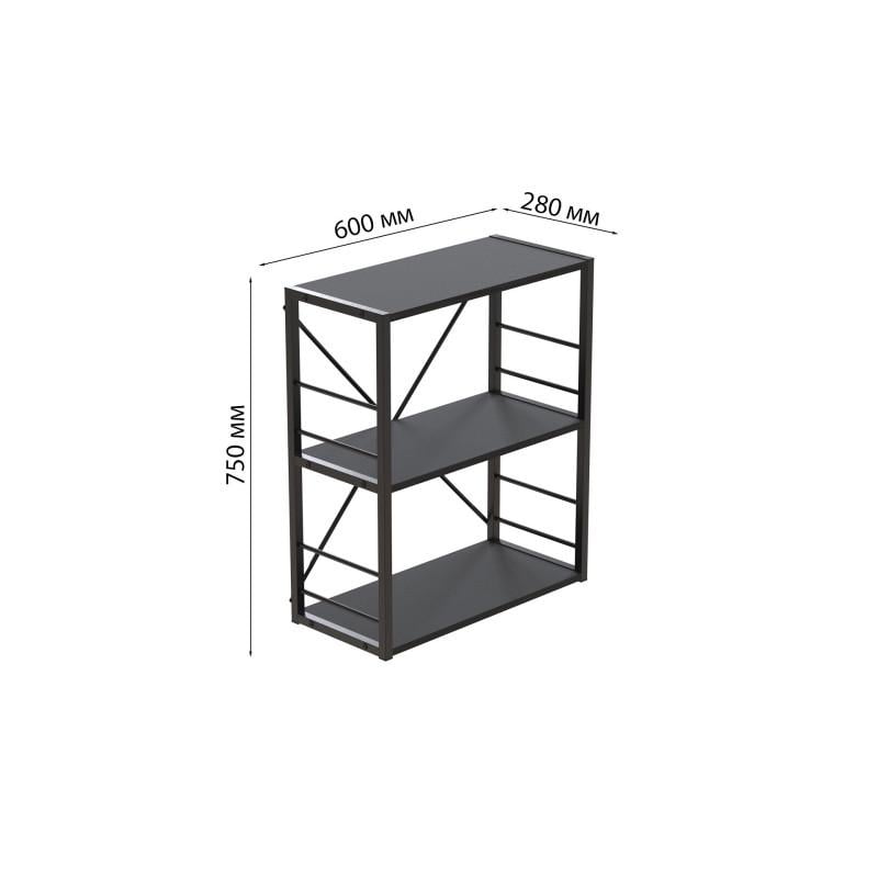 Етажерка Ferrum-decor Konekt 3/60 метал/ДСП Чорний/Сосна Кембра (FRD-104259) - фото 3 Етажерка Ferrum-decor Konekt 3/60 метал/ДСП Чорний/Сосна Кембра (FRD-104259) - фото 3