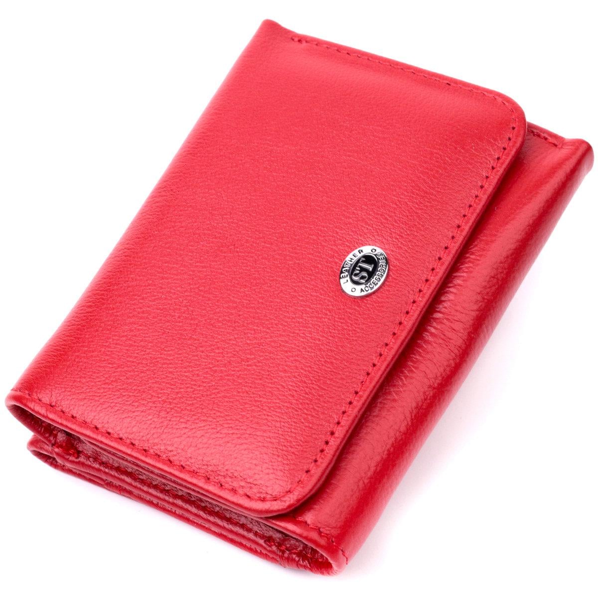 Кошелек женский ST Leather 19478 из натуральной кожи на кнопке Красный (168-136-19478) Кошелек женский ST Leather 19478 из натуральной кожи на кнопке Красный (168-136-19478)
