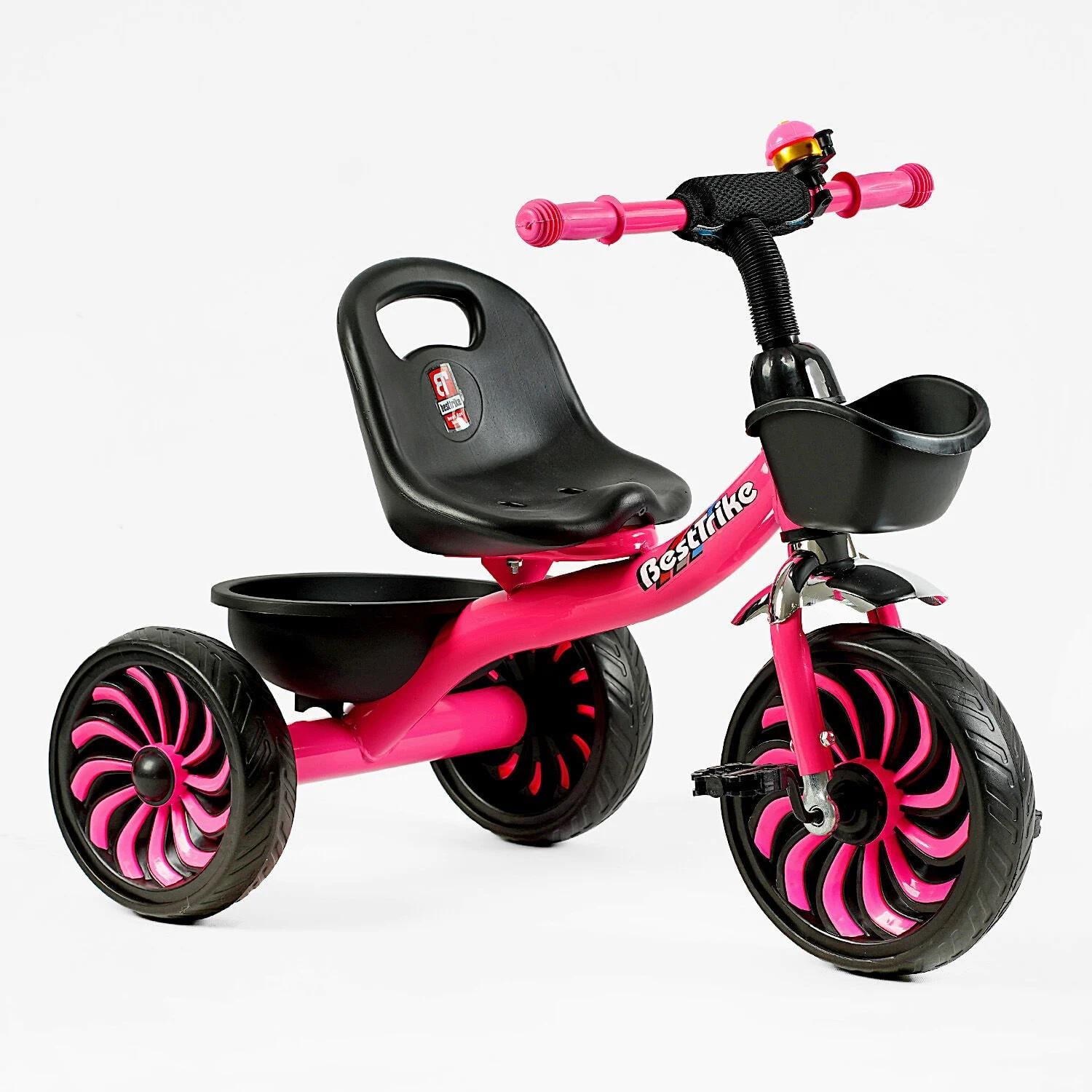 Велосипед дитячий 3-х колісний Best Trike сталева рама/дзвіночок/2 кошики Pink (146095)