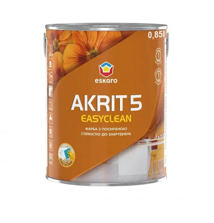Краска интерьерная акрилова Eskaro Akrit 5 Easyclean 0,85 л (2574740023)