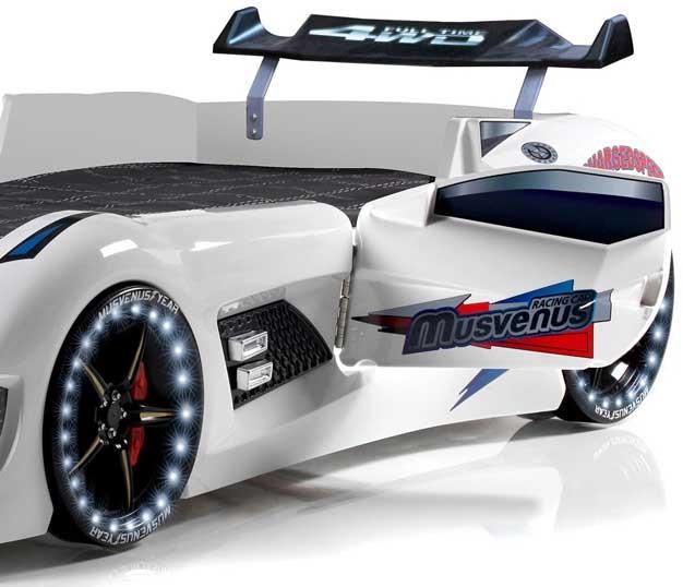 Кровать-машинка Audi c подсветкой двери открываются звуковые эффекты и пультом Белый - фото 3 Кровать-машинка Audi c подсветкой двери открываются звуковые эффекты и пультом Белый - фото 3