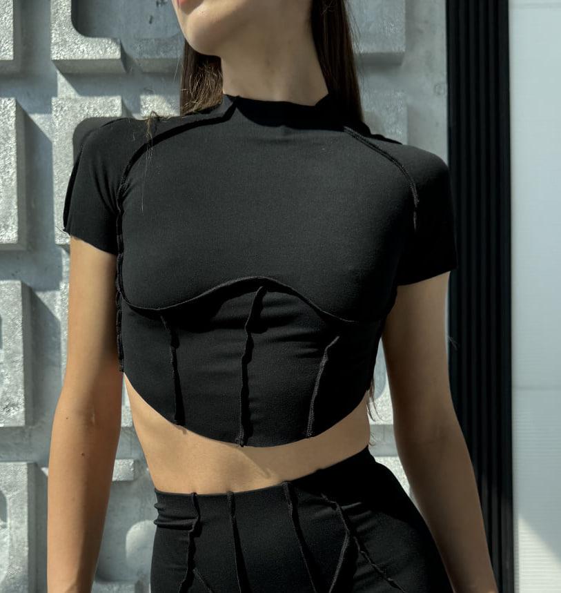 Топ-футболка U-образная S Черный (RPX01S)