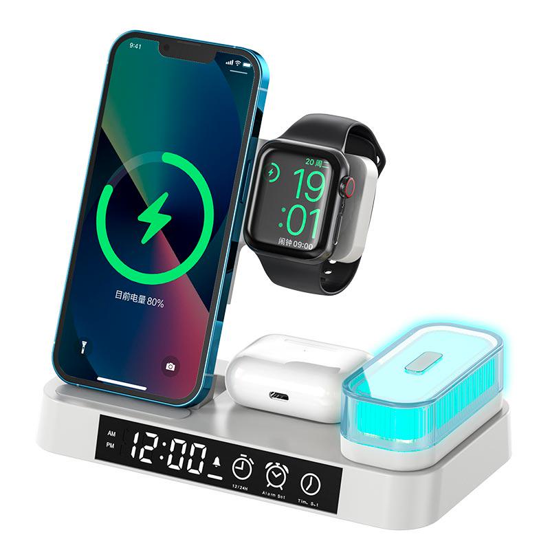 Зарядний пристрій бездротовий Qi XYJ A37 RGB 4в1 для Watch/Airpods/Phone Білий (600709) - фото 7