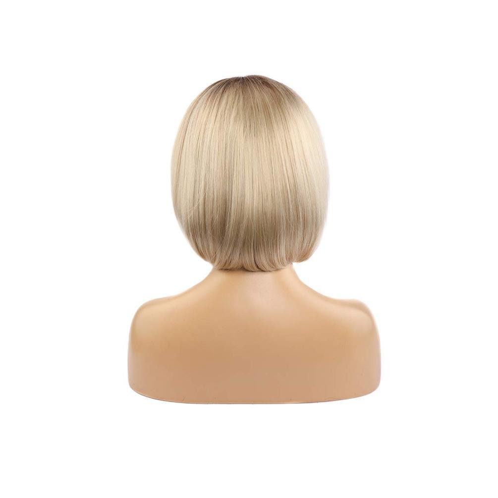 Парик женский каре с пробором и челкой на сетке 30 см Золотистый блонд (2789190629)