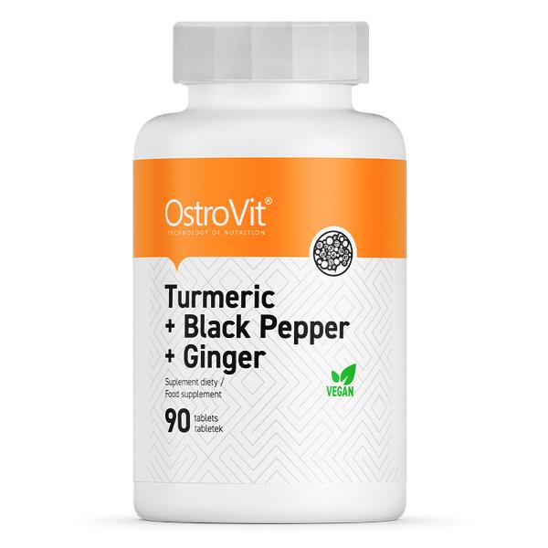 Натуральна добавка для спорту OstroVit Turmeric + Black Pepper + Ginger 90 Tabs