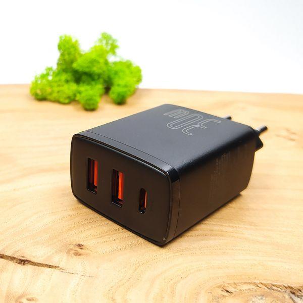 Зарядное устройство 30 W QC/D Type C/2 USB Baseus Compact Quick Charger Black (24014366) - фото 2