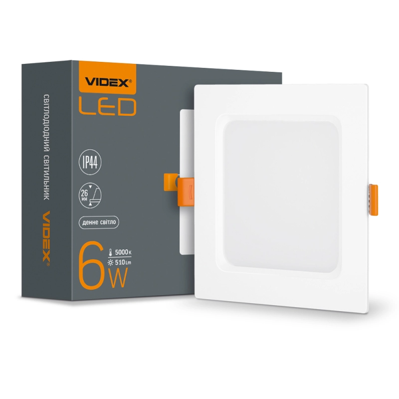 Свiтильник LED вбудований квадрат VL-DLBS-065 6W 5000K 220V (000209495)