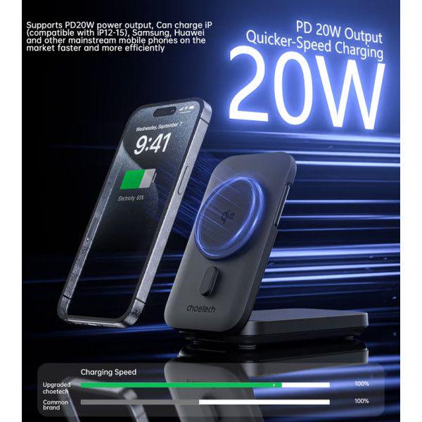 Повербанк Choetech Magnetic 10000 mAh Qi-2 15W Black (B750-CCBK) - фото 4 Повербанк Choetech Magnetic 10000 mAh Qi-2 15W Black (B750-CCBK) - фото 4