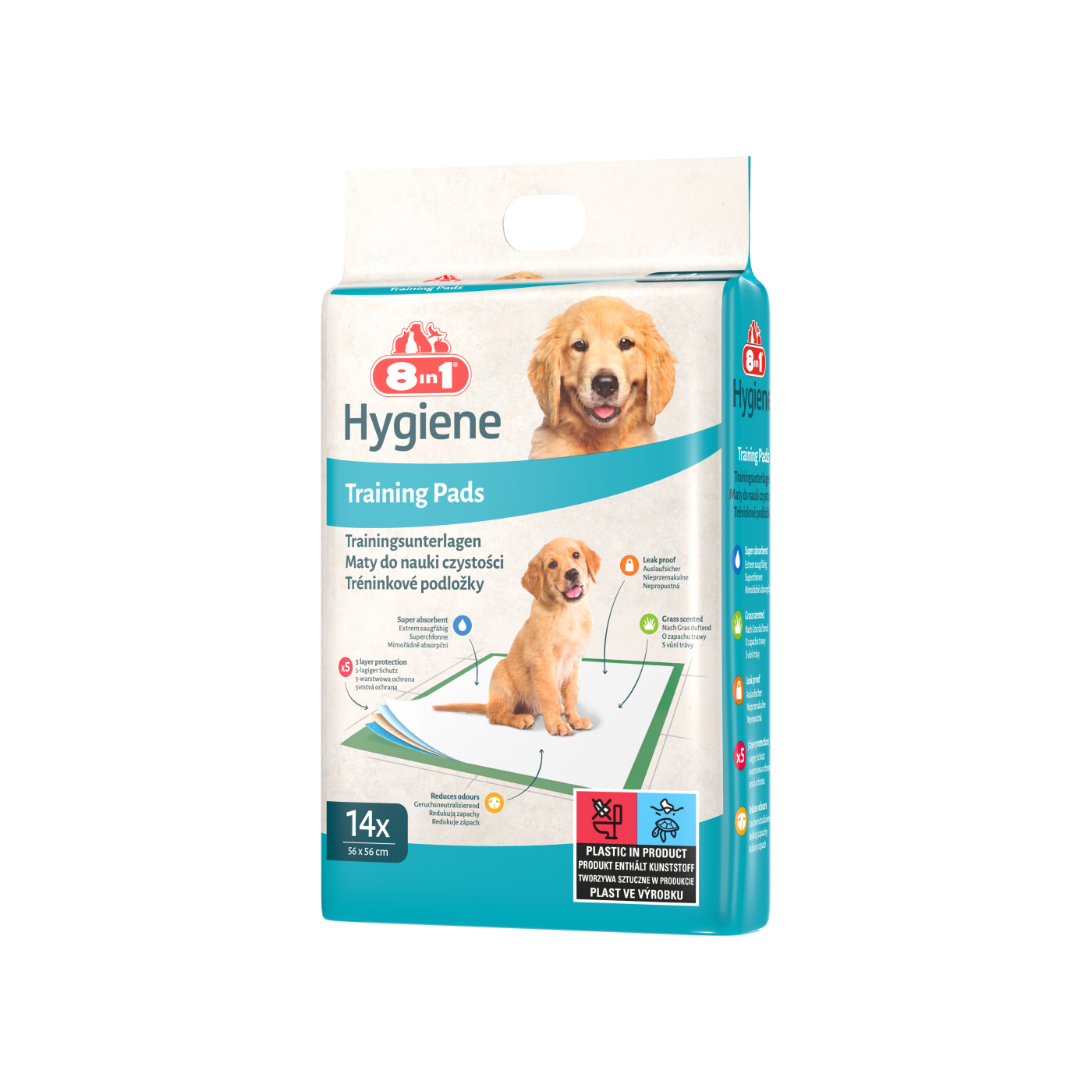 Пелюшки для собак та цуценят 8in1 Coaching Pads для привчання до туалету поглинаючі 56х56 см 14 шт. (660293/102250)