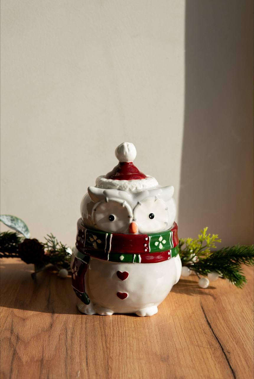 Банка керамічна з фігурною кришкою Мудра сова 750 мл Банка керамічна з фігурною кришкою Мудра сова 750 мл