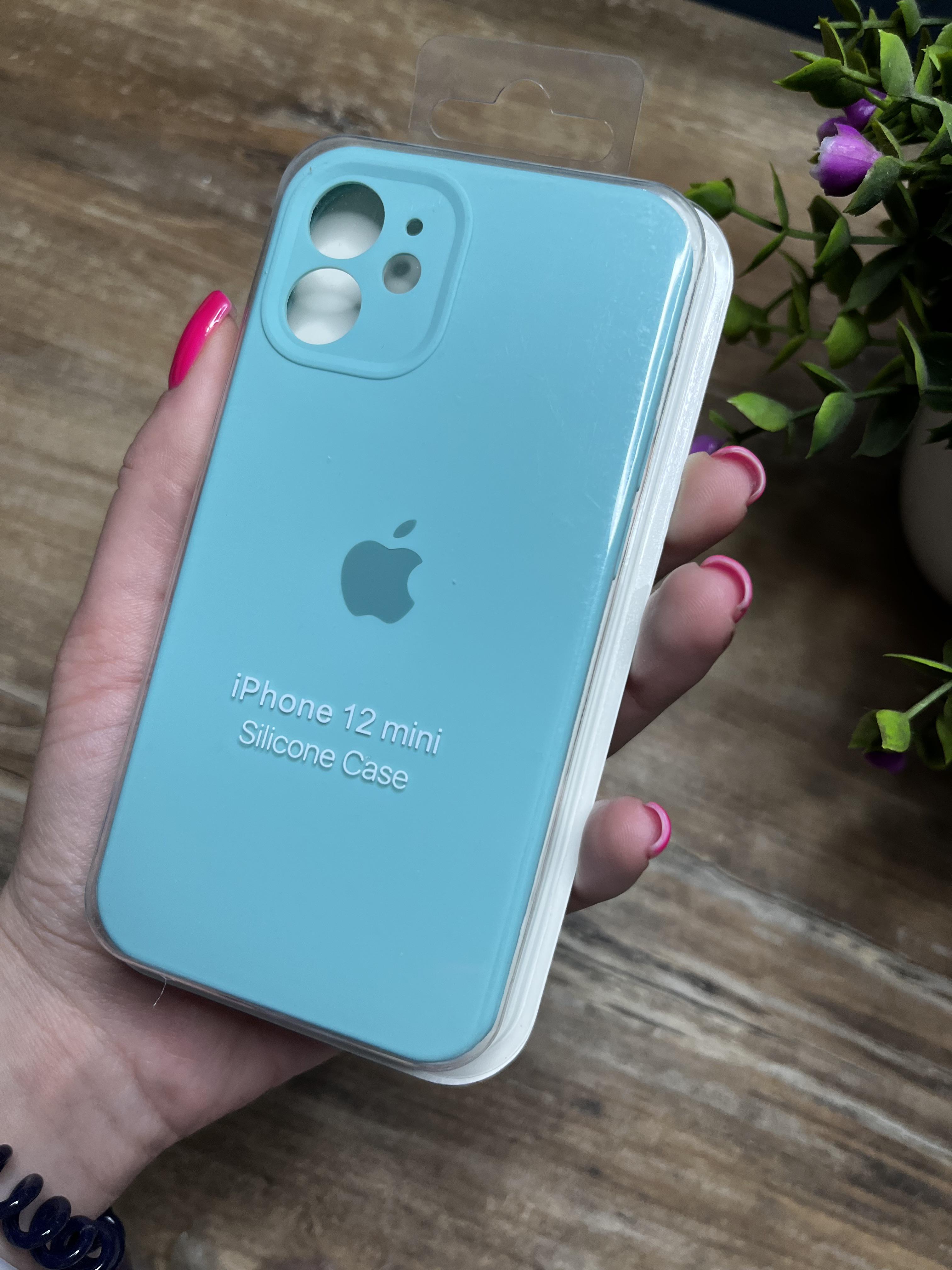 Чехол накладка на iPhone (Айфон) 12 Mini квадратные борта silicone case full camera Apple