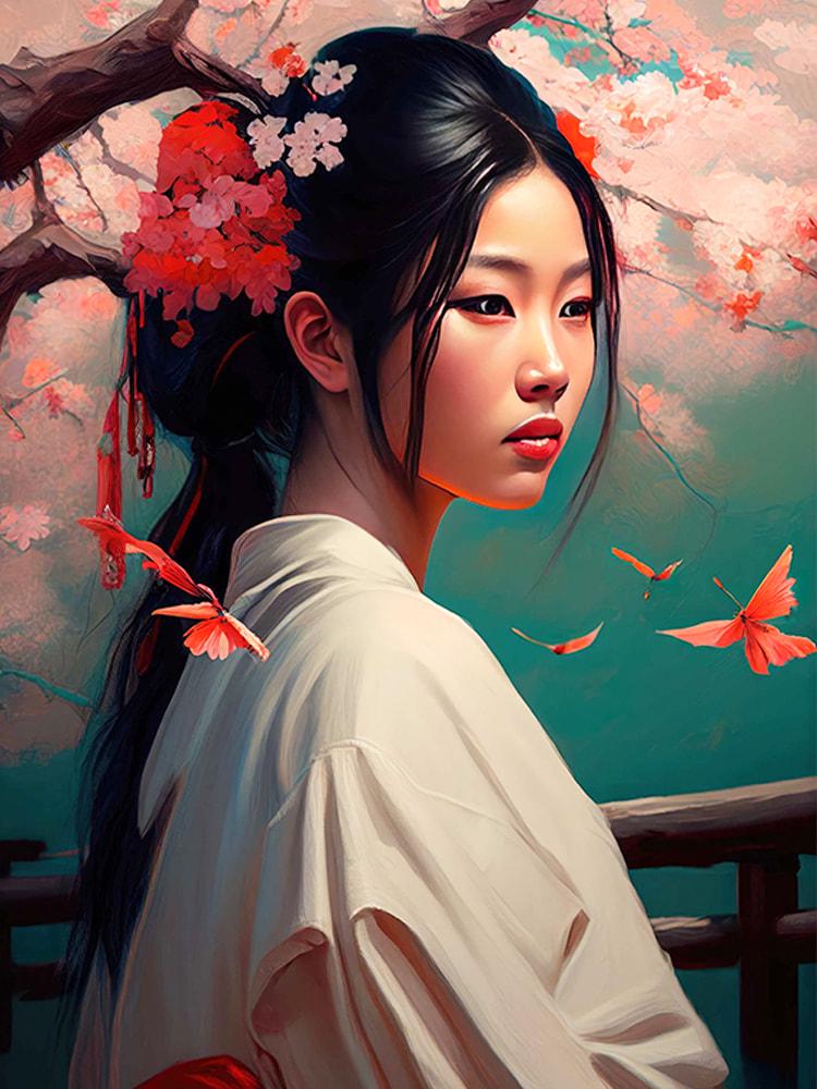 ᐉ Алмазна мозаїка SHLab Японська Дівчина SH-32890 30x40 см (32890