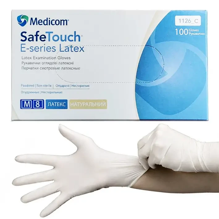 Рукавички опудрені латексні Medicom Safe-Touch E-Series М Білий (00119)