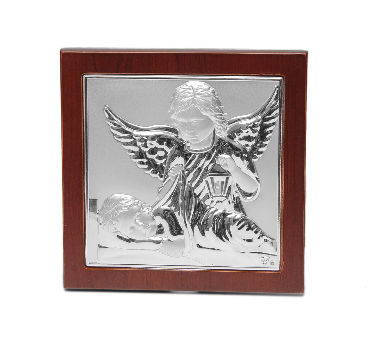 Ікона Ангела Охоронця срібний оклад на дерев'яній рамці 10х10 см - фото 6 Ікона Ангела Охоронця срібний оклад на дерев'яній рамці 10х10 см - фото 6