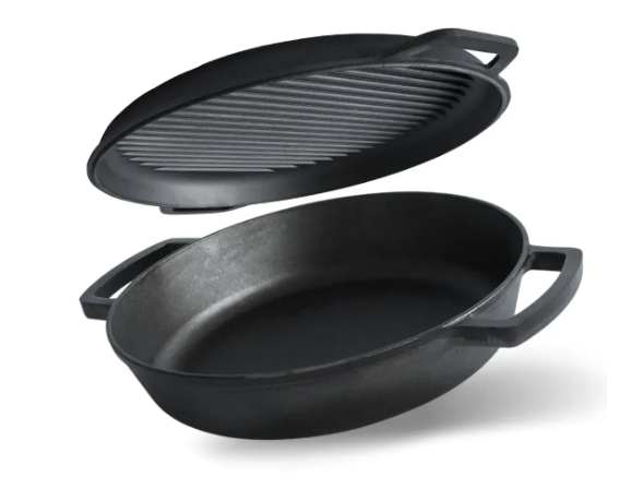 Сковорода-жаровня чугунная Brizoll monolith с чугунной крышкой-сковородой гриль 360х80 мм (M3680U-3) Сковорода-жаровня чугунная Brizoll monolith с чугунной крышкой-сковородой гриль 360х80 мм (M3680U-3)