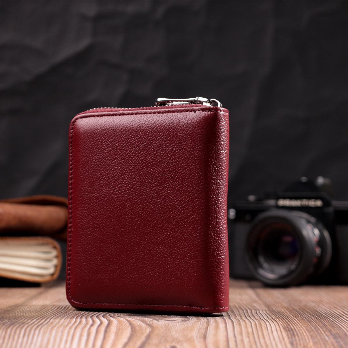 Портмоне жіноче шкіряне ST Leather 19487 на блискавці Бордовий - фото 7