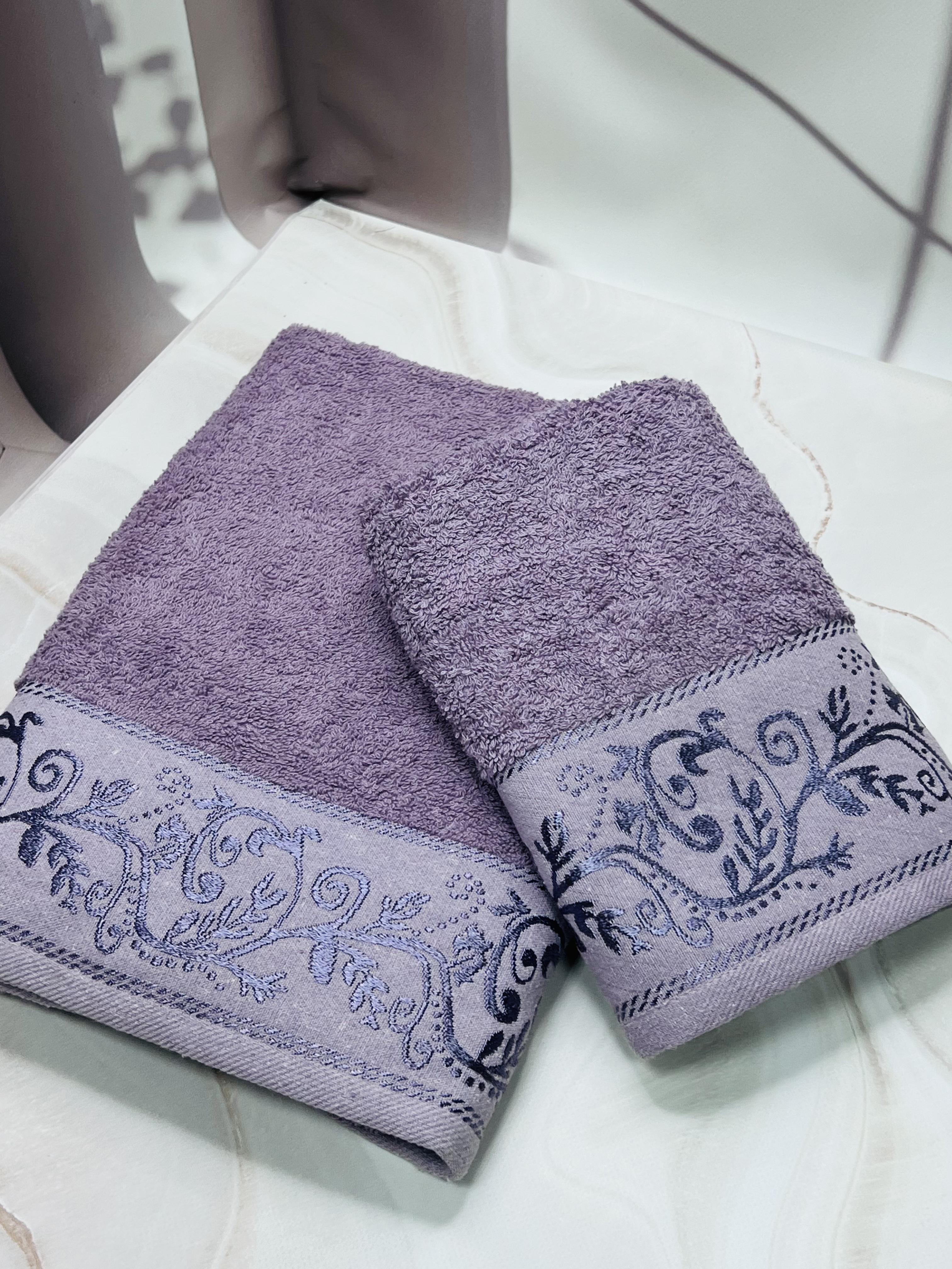 Набір рушників банне та для обличчя 70х40 см/50х90 см 2 шт. Фіолетовий (mame2v1cic-fiol`)