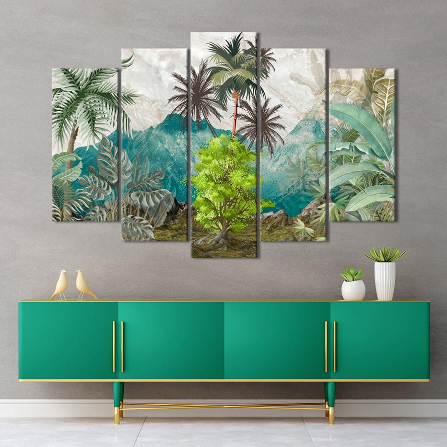 Картина на полотні Абстракція джунглі та гори 137x85 см (V486-5_L)