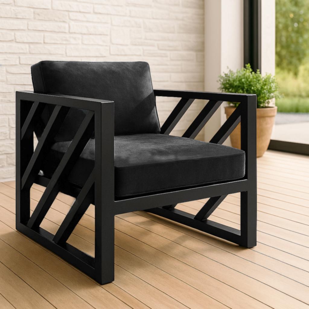 Кресло металлическое ТОБІ ШО Гранд/DV13 с подушками велюр 750х600х700 мм Черный/37 (DV13238)