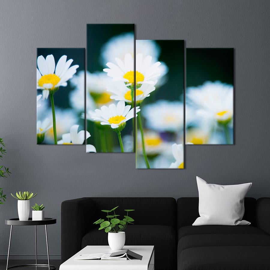 Картина цветы и растения Цветение ромашек на поле 129x90 см (A1060-4)