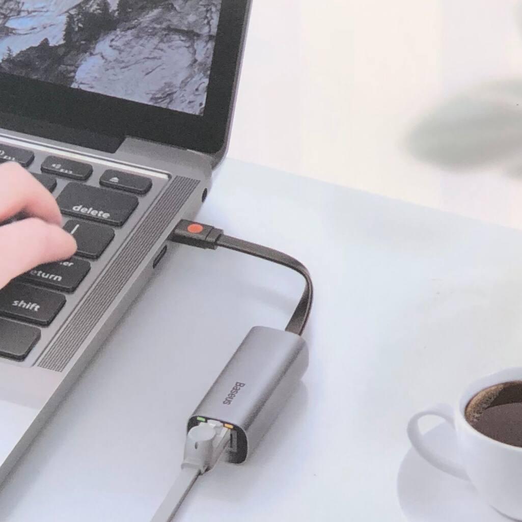 Переходник USB/Type-C to RJ45 BASEUS Steel Cannon Series Bidirectional Gigabit LAN Adapter - фото 2 Переходник USB/Type-C to RJ45 BASEUS Steel Cannon Series Bidirectional Gigabit LAN Adapter - фото 2