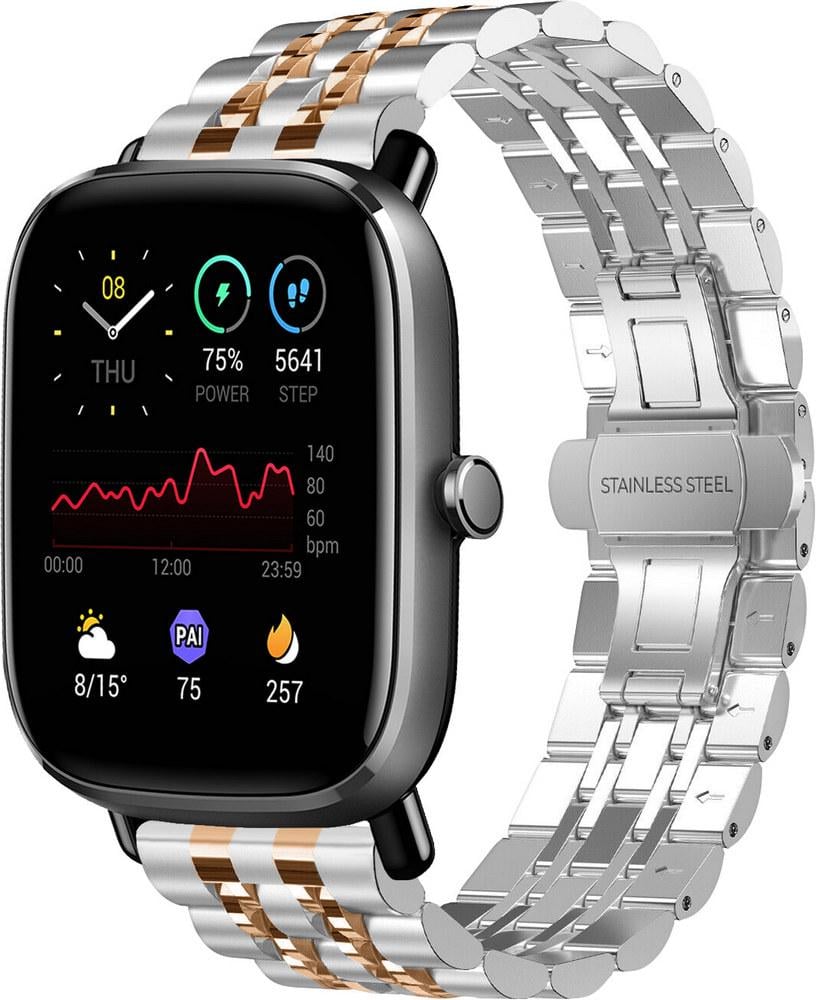Браслет металлический Spinye Line для Amazfit GTS 2 mini Silver/Rose (29036-68)